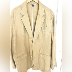 Tan Neutral Linen Lightweight Blazer Jacket with Notched Lapels